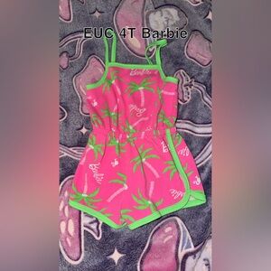 Barbie Pink and Green Palm Print Romper